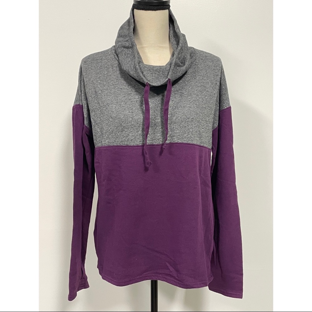 SO Perfect Sweatshirt Cowl Neck Sweatshirt Purple & Grey Juniors Size L